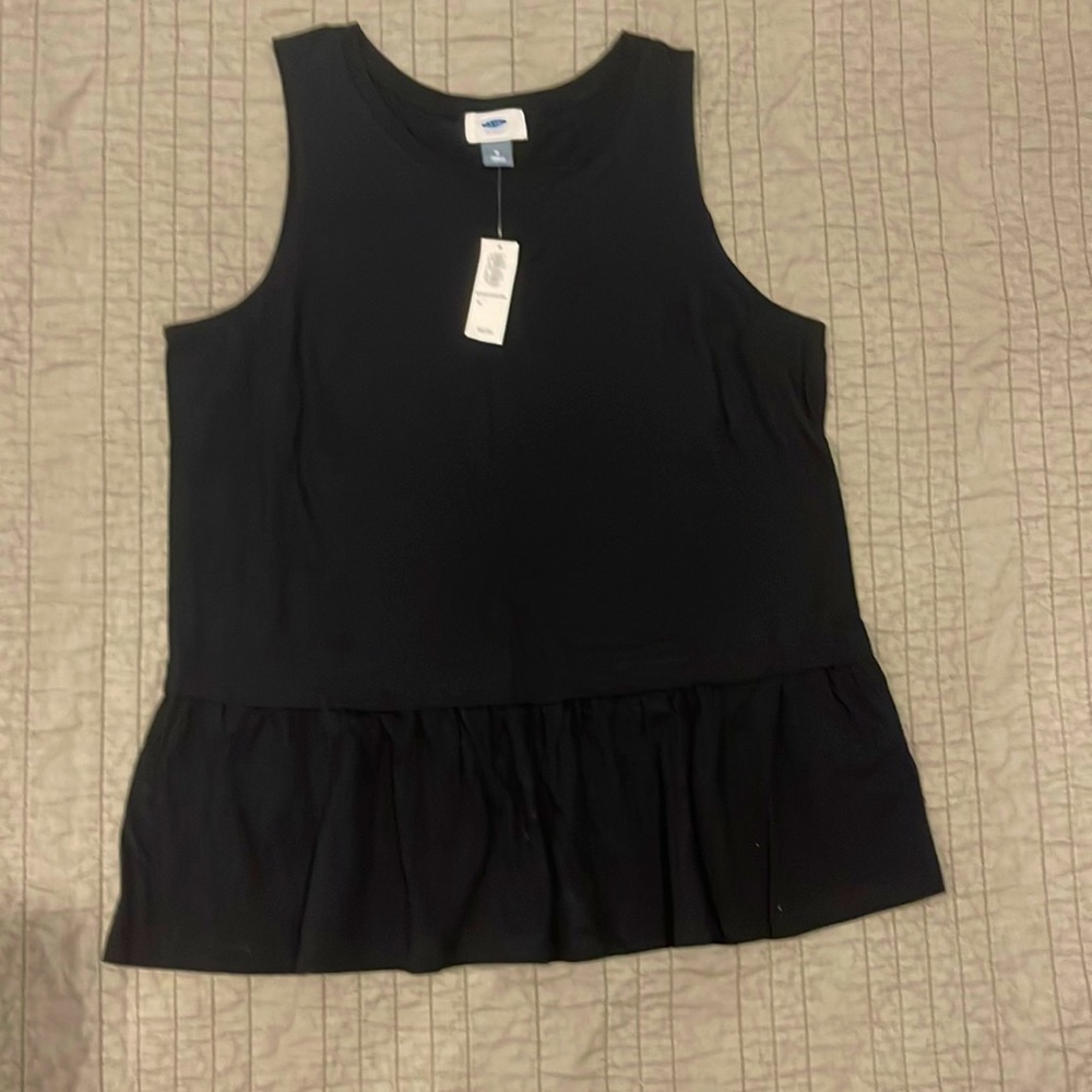 NWT - Old Navy (M) - Black Peplum Sleeveless Top